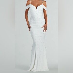 Charlene Formal Faux Pearl Mesh Mermaid Dress
WHITE / S